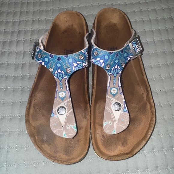 Birkenstock Blue and Brown Sandals. Size 37. GUC - Picture 1 of 10